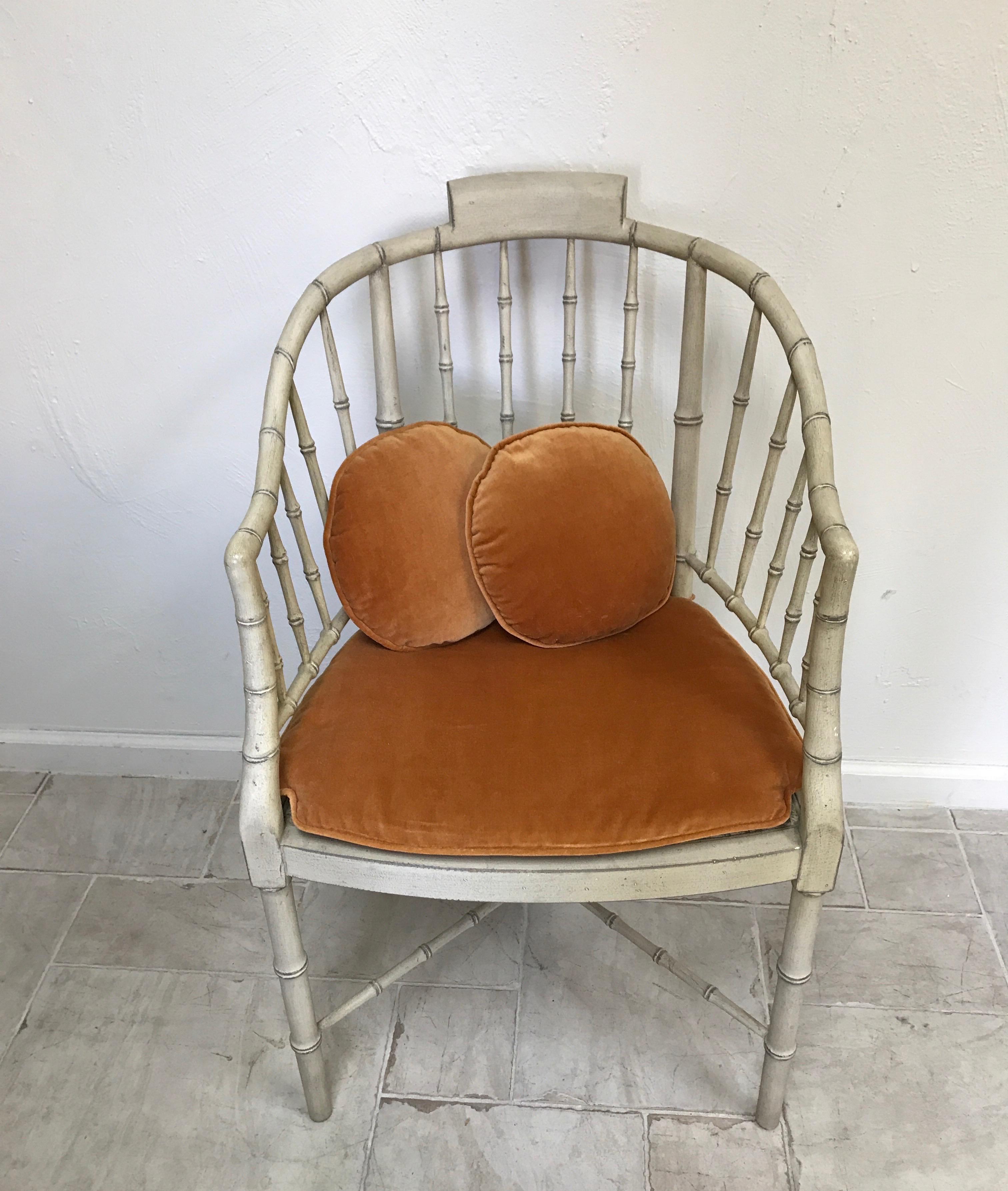 20th Century Painted Faux Bamboo Armchair by Baker