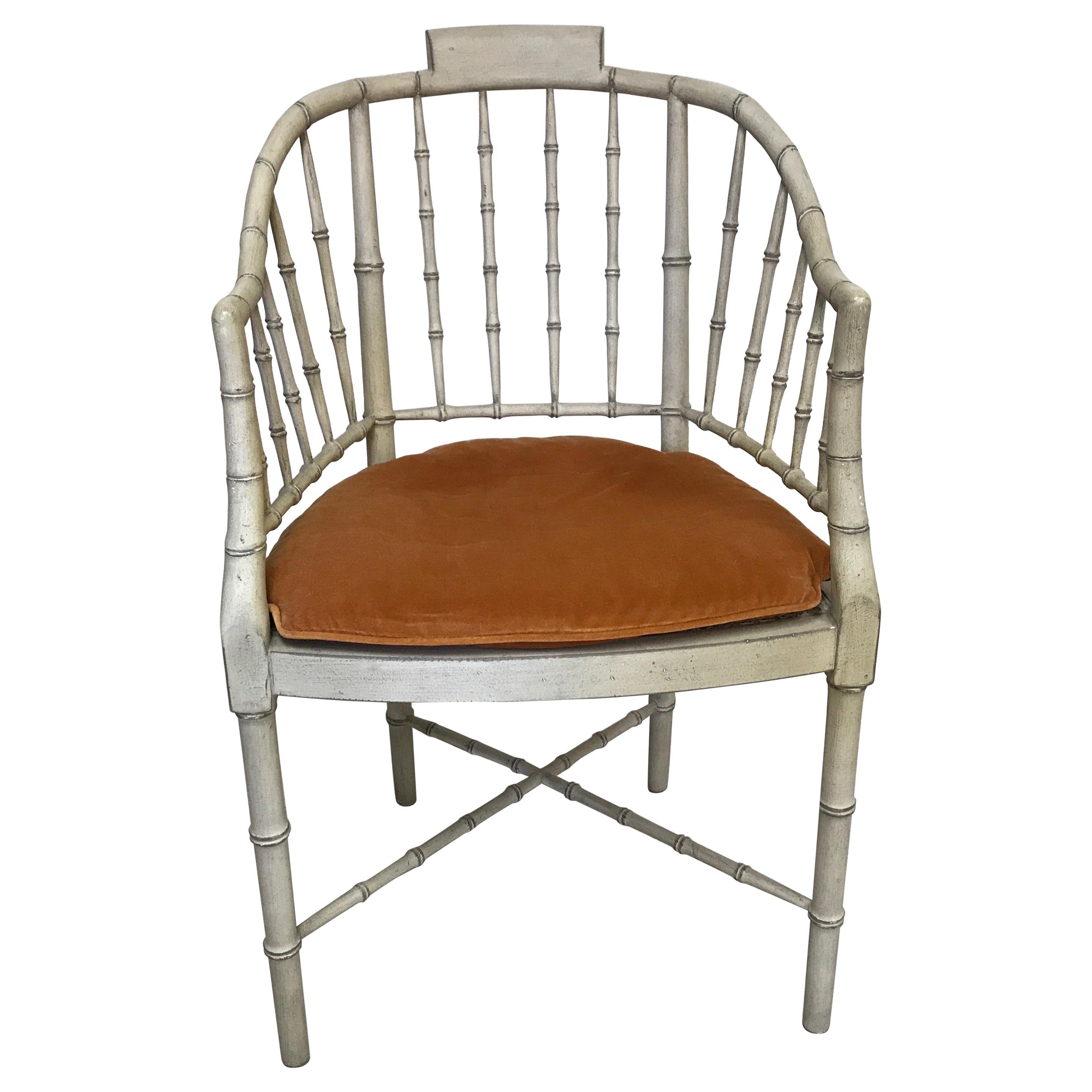 Painted Faux Bamboo Armchair by Baker