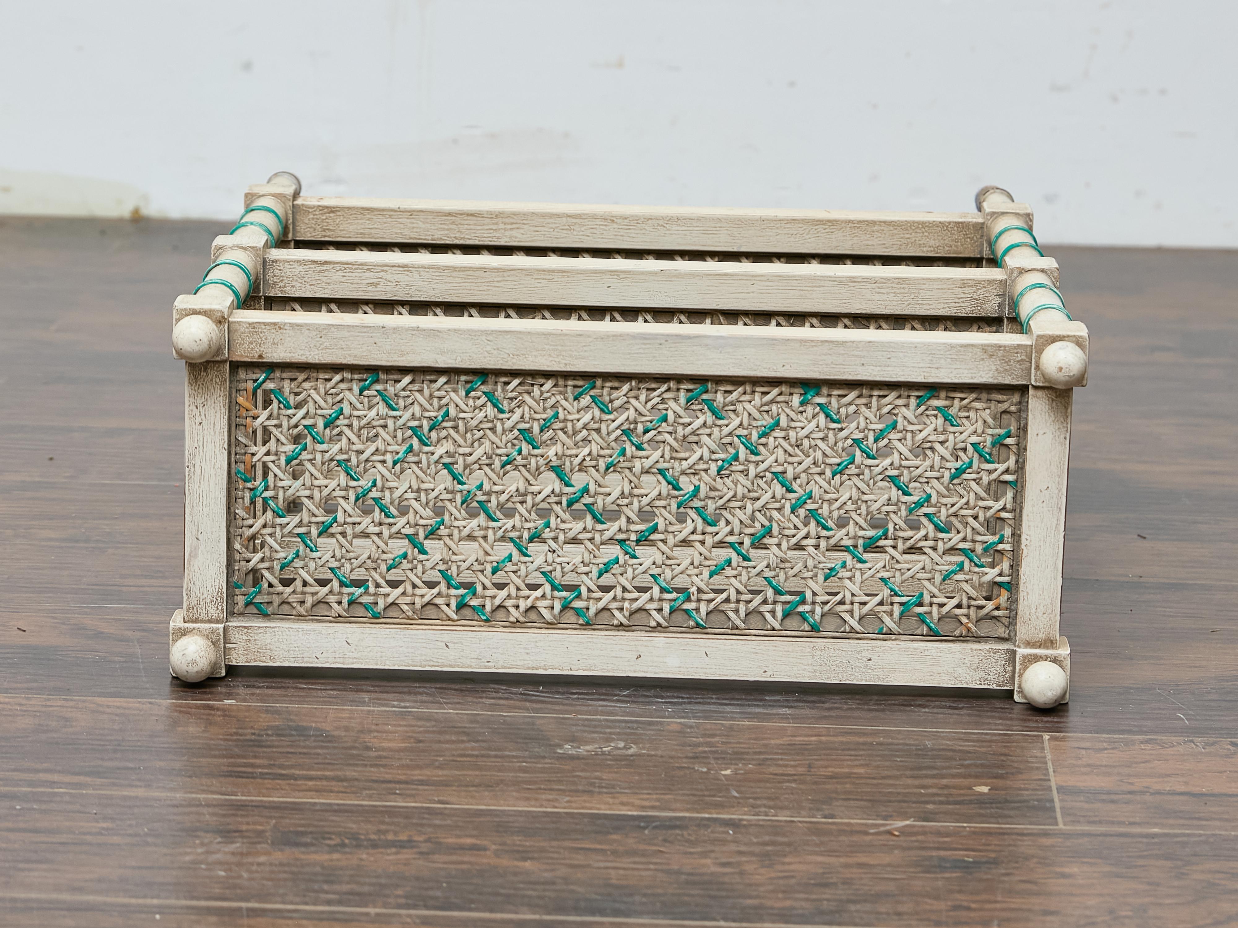 Painted Faux Bamboo Étagère with Cane Shelves, Midcentury Period For Sale 6