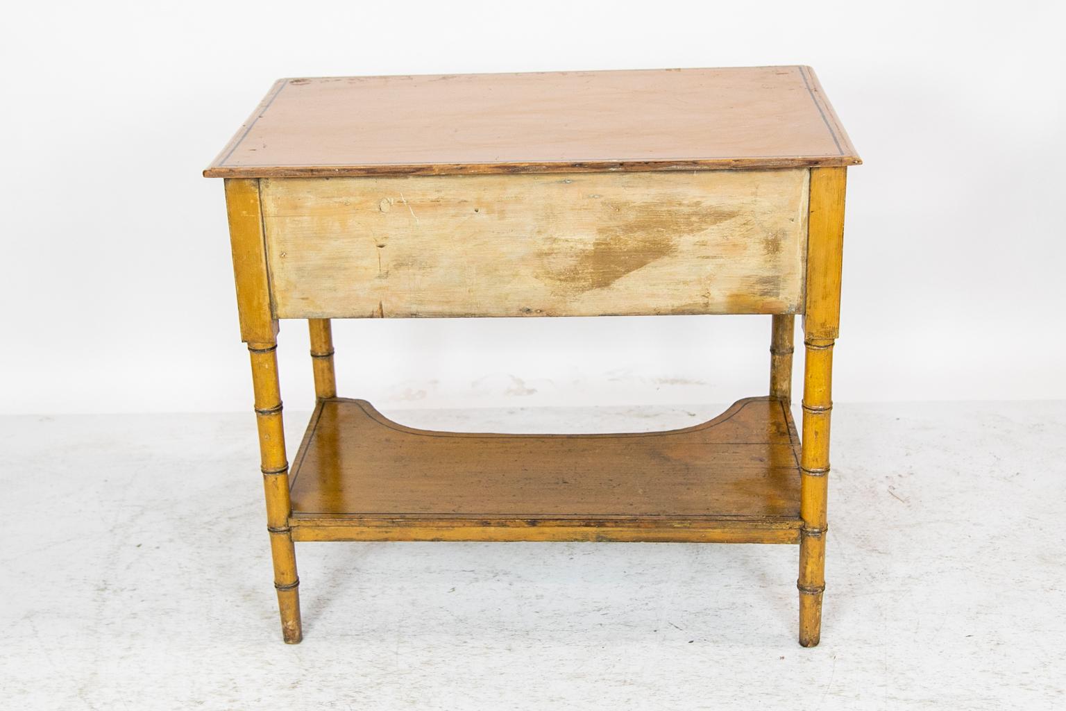 Painted Faux Bamboo Lift Top Side Table For Sale 7