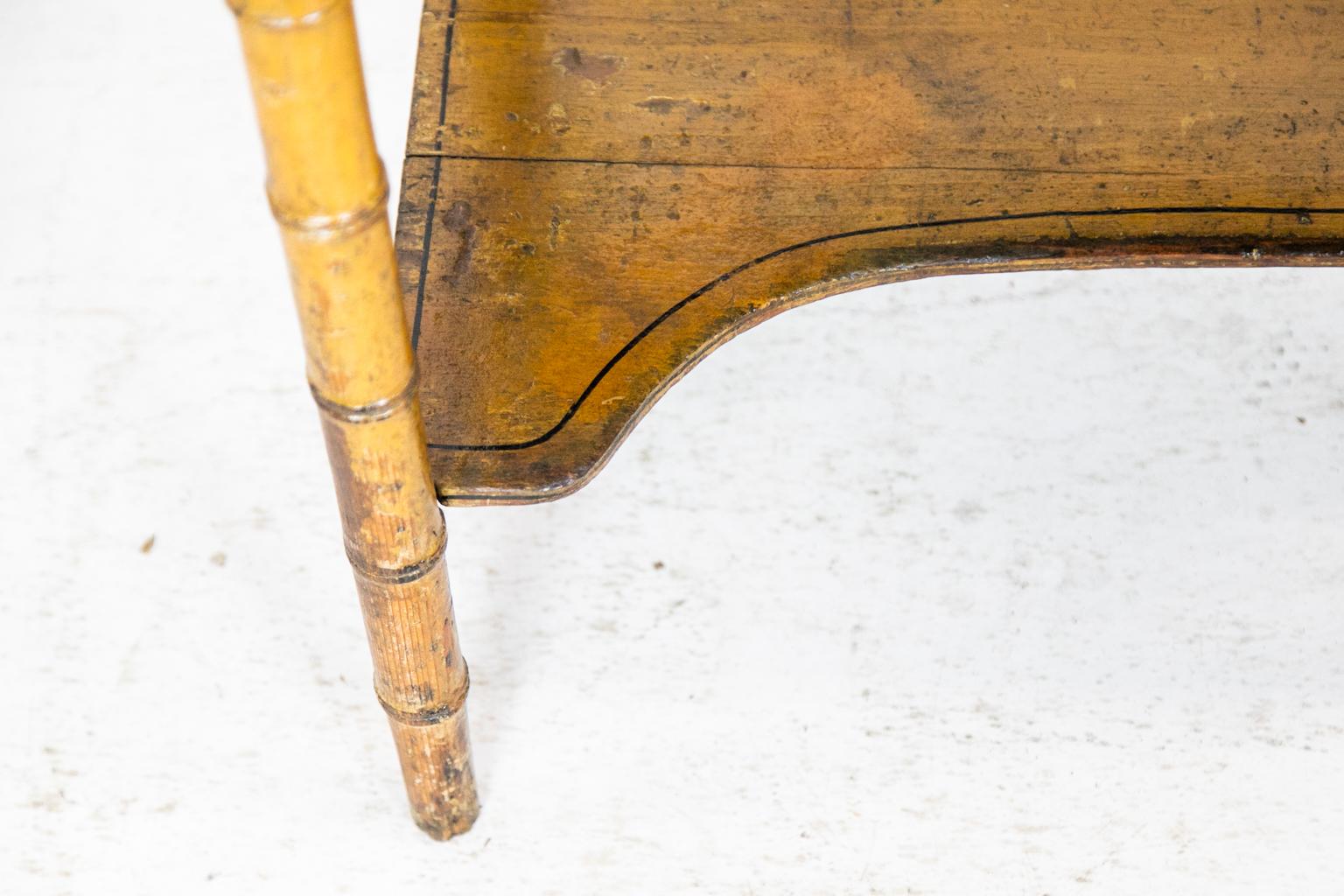 Mid-19th Century Painted Faux Bamboo Lift Top Side Table For Sale