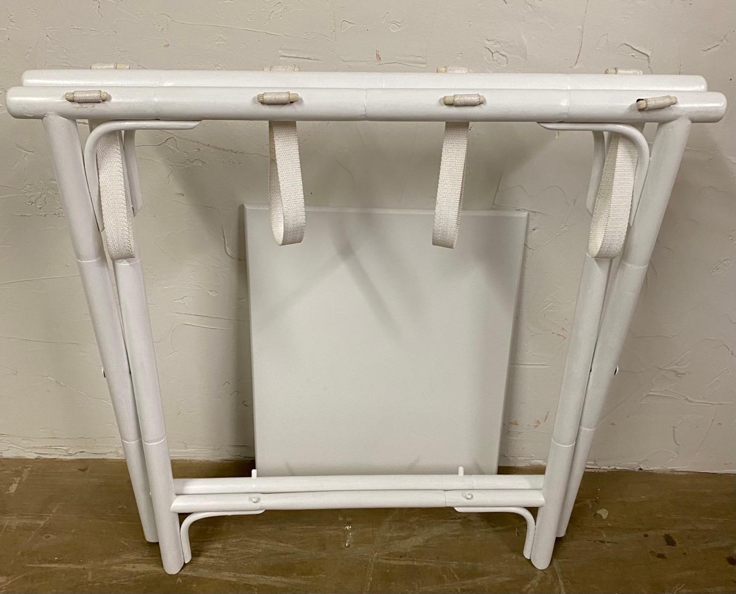 Mid-Century Modern Painted Faux Bamboo Luggage Rack