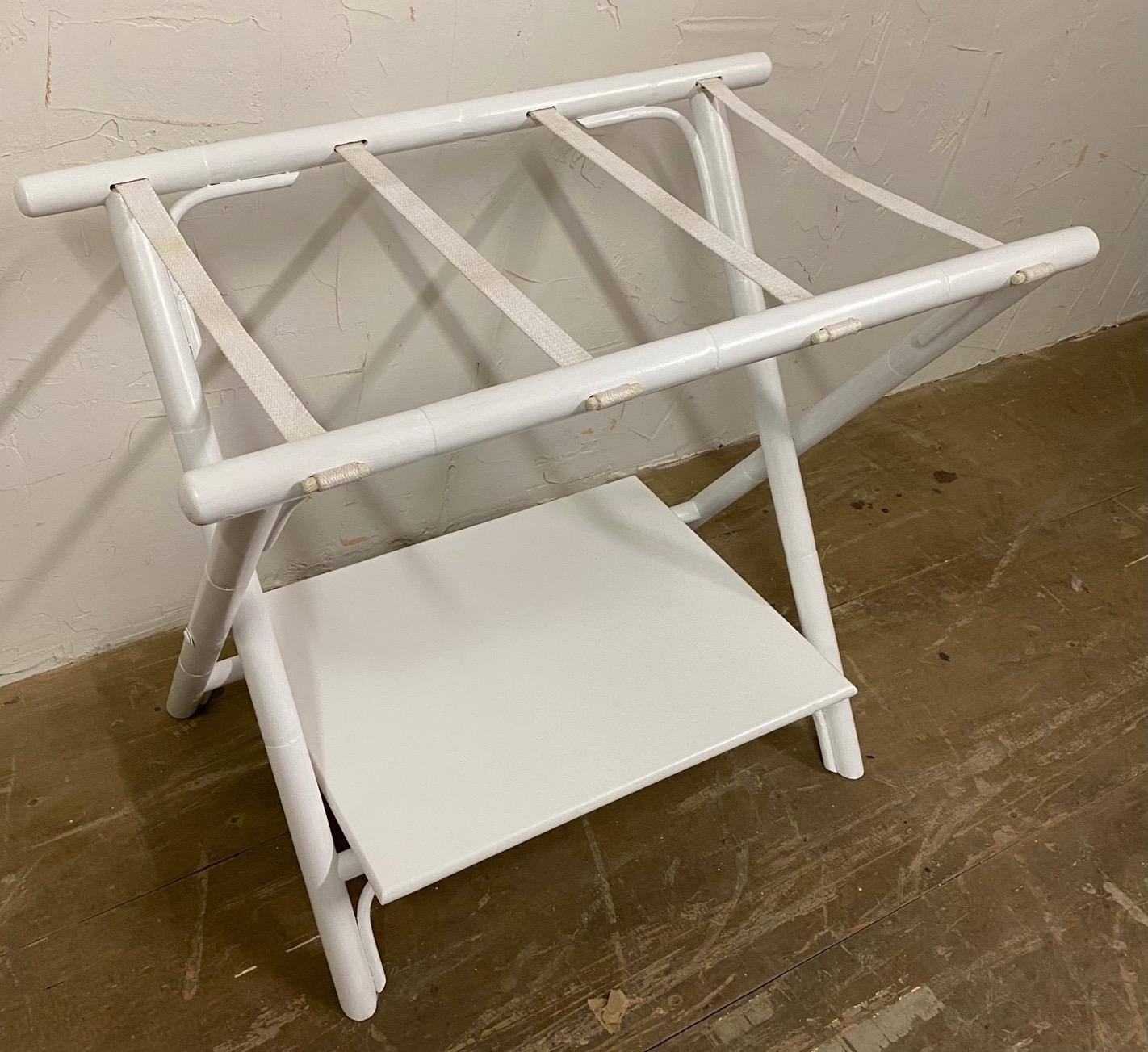 Wood Painted Faux Bamboo Luggage Rack