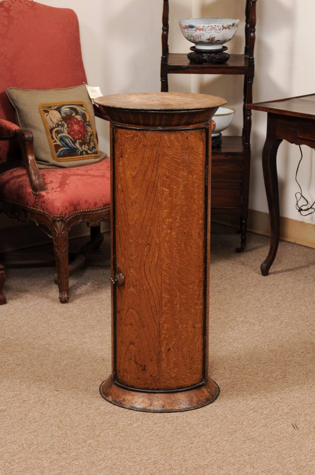Wood Painted Faux Bois Pedestal Cabinet, 19th Century Continental For Sale