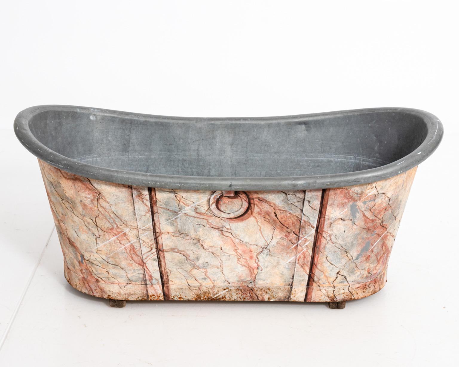 20th Century Painted Faux Marble Tub