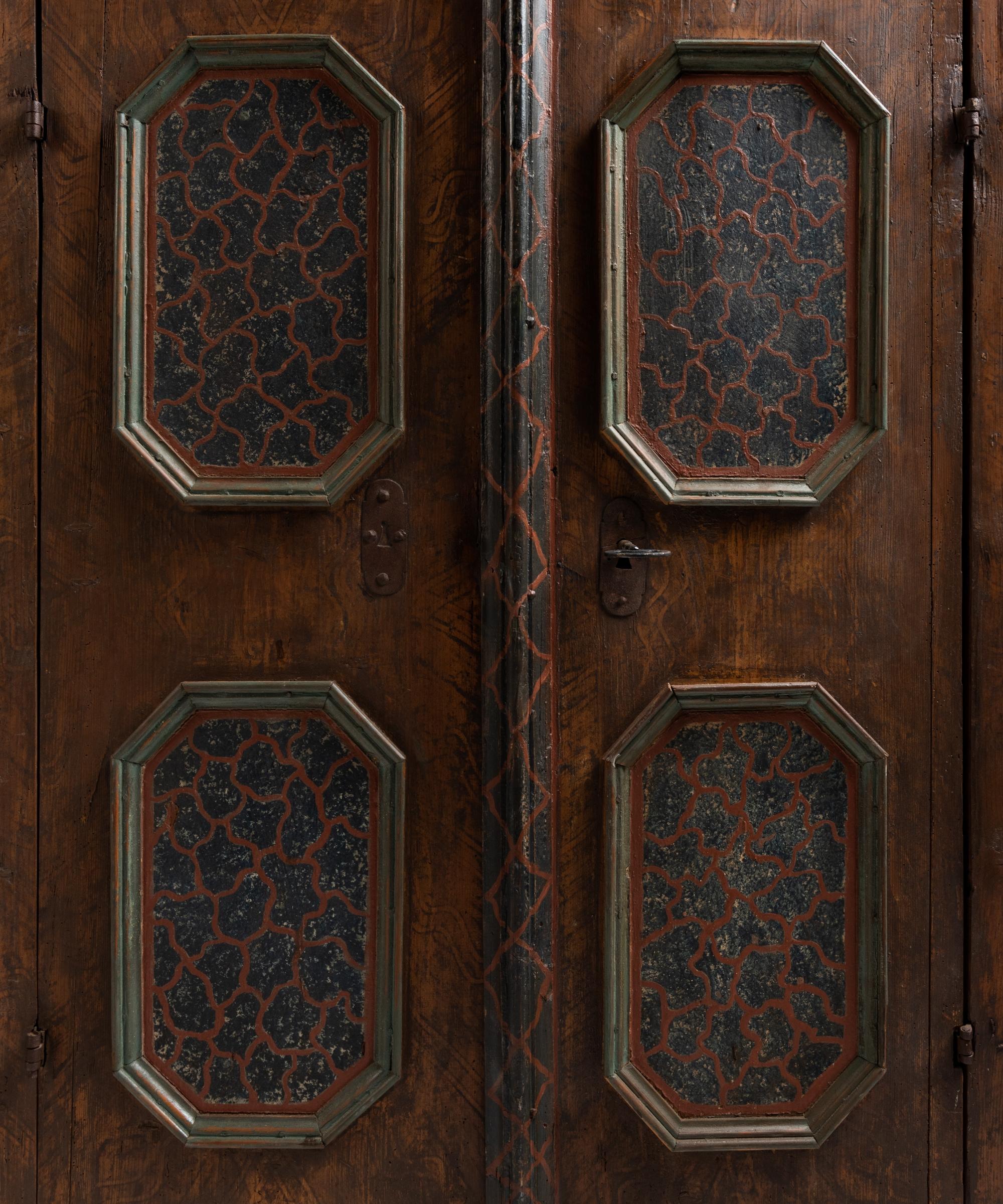 Wardrobe with original period finish and painted panels to imitate marble.


52”w x 19”d x 70”h
     