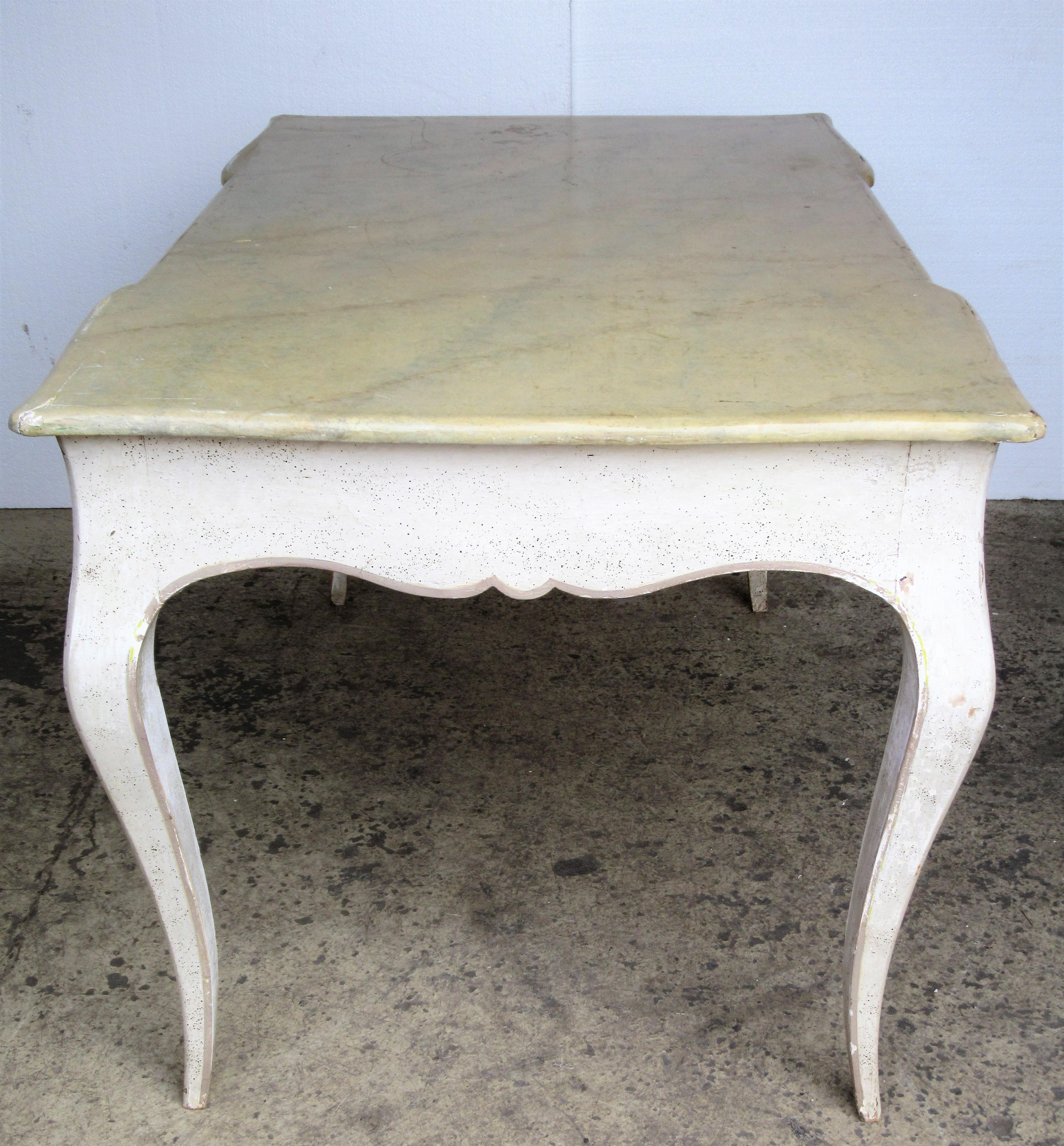  Old Painted & Faux Marbleized Louis XV Style Desk  3