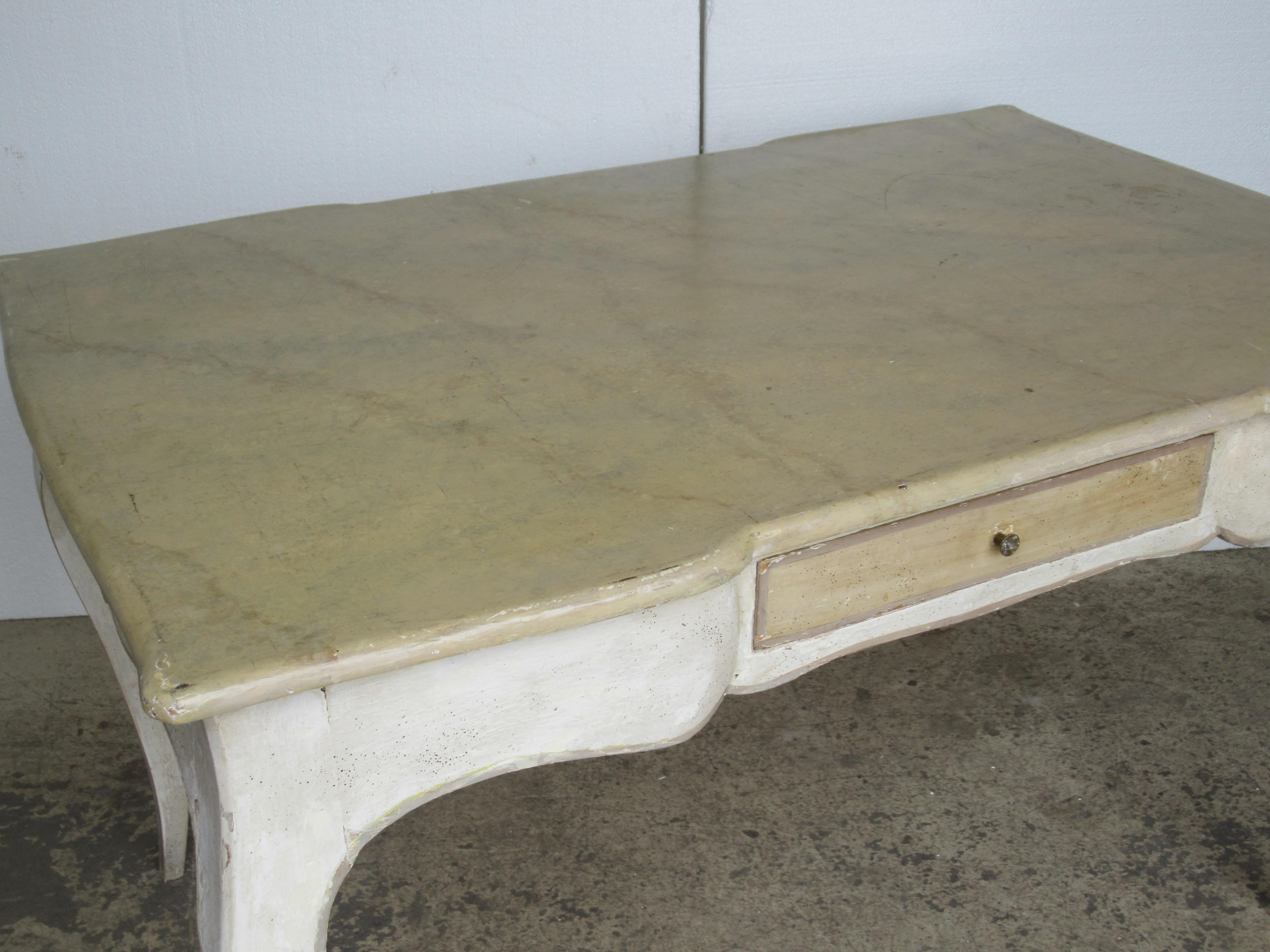  Old Painted & Faux Marbleized Louis XV Style Desk  5