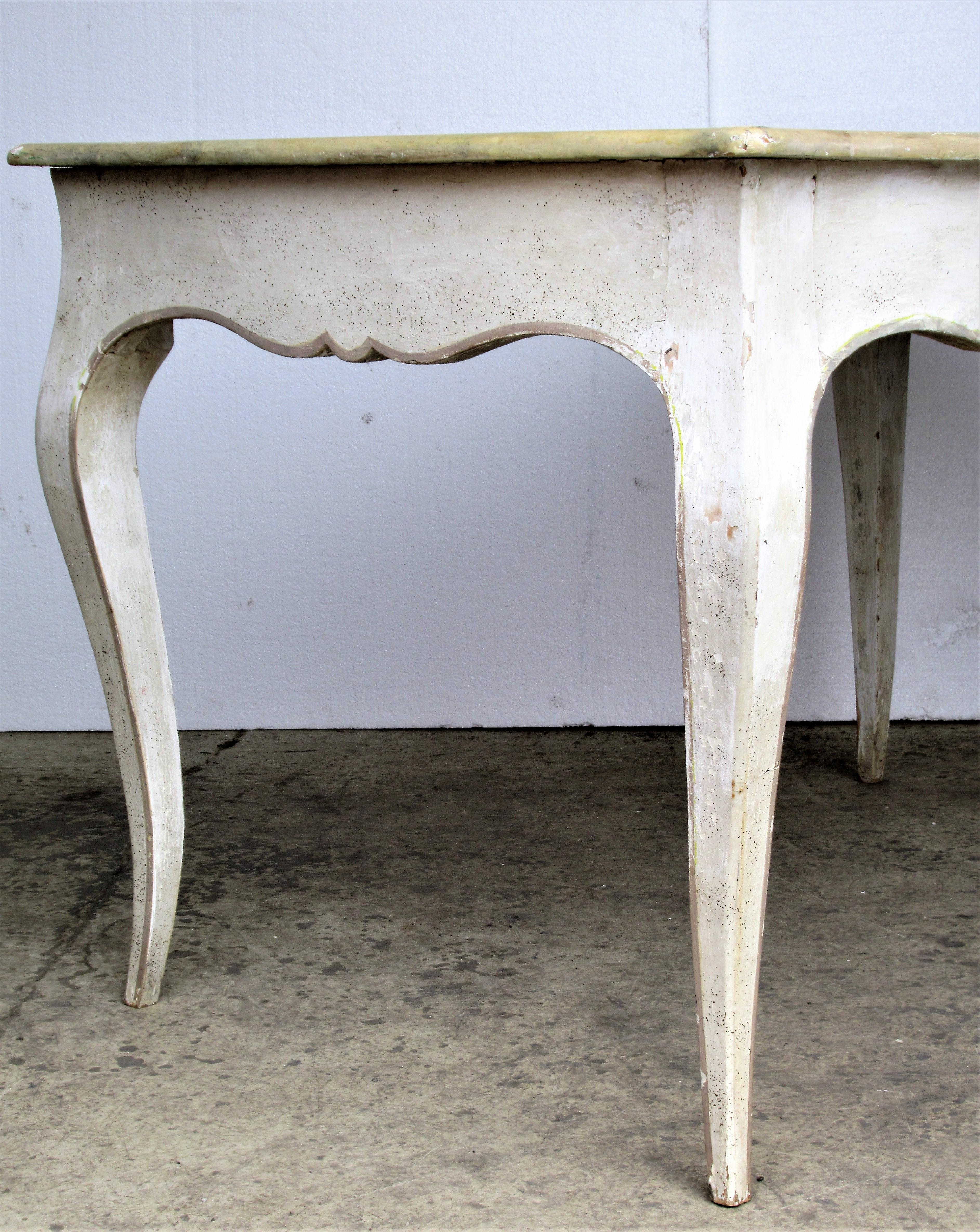  Old Painted & Faux Marbleized Louis XV Style Desk  In Good Condition In Rochester, NY