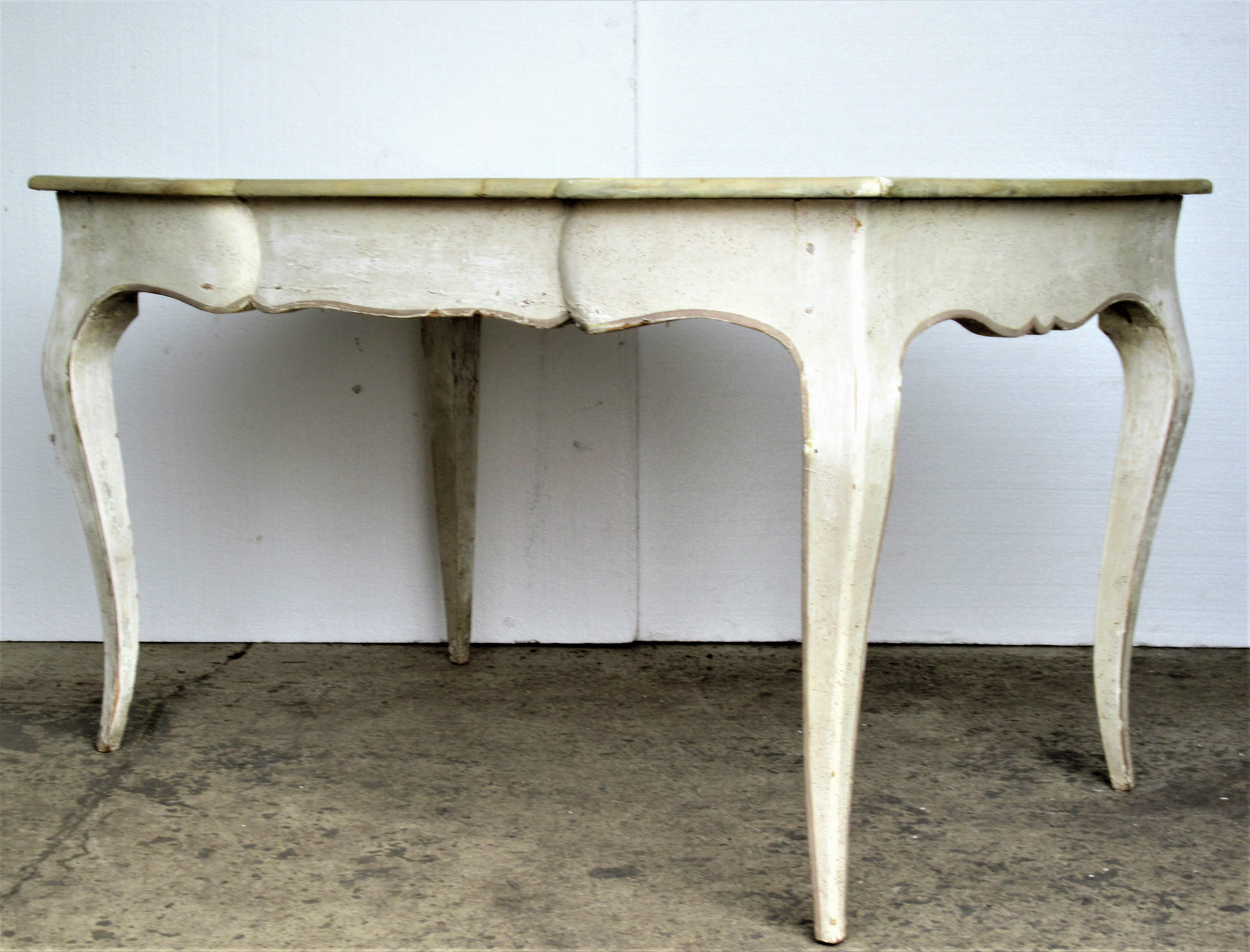 Gesso  Old Painted & Faux Marbleized Louis XV Style Desk 