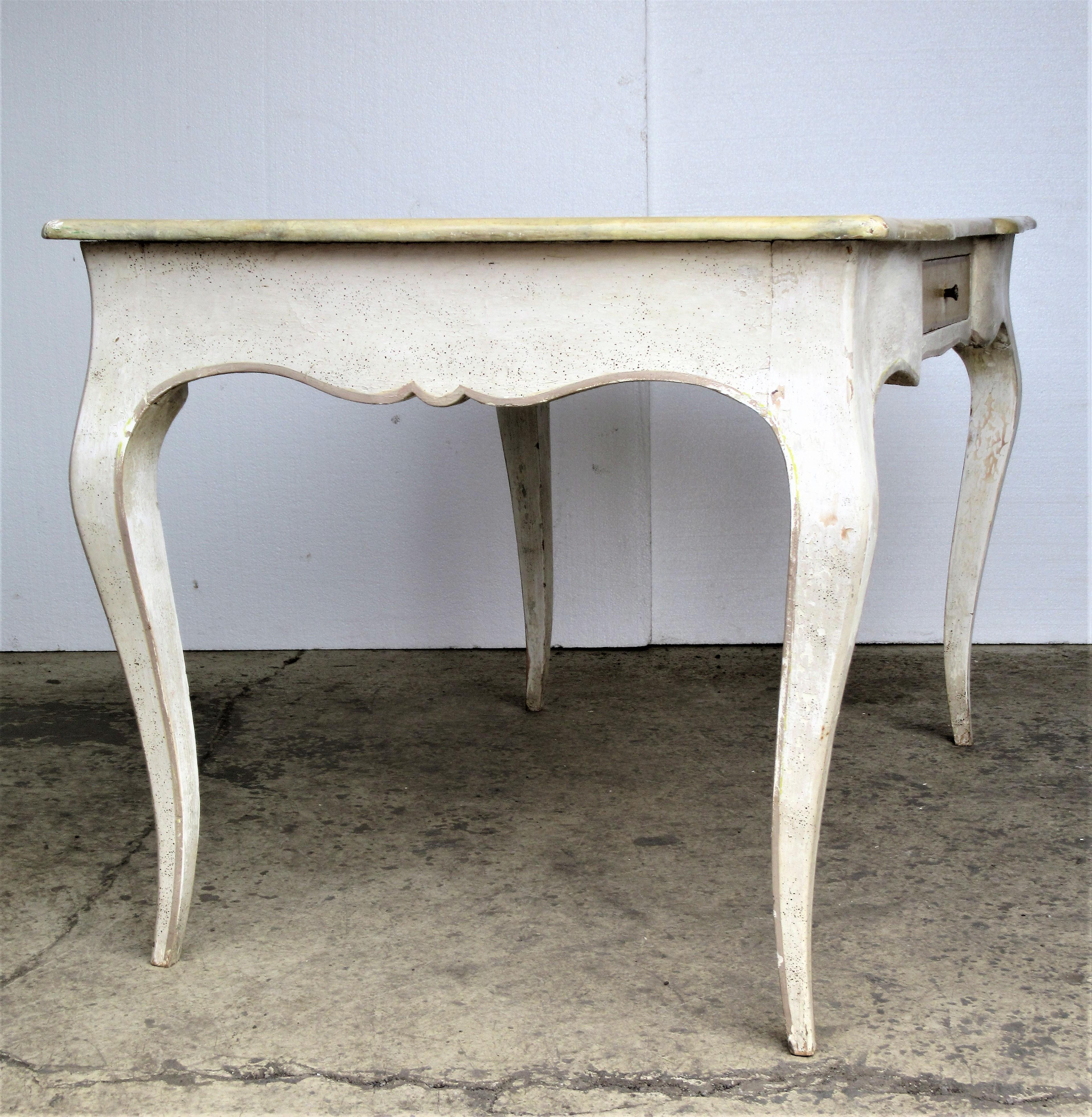  Old Painted & Faux Marbleized Louis XV Style Desk  1