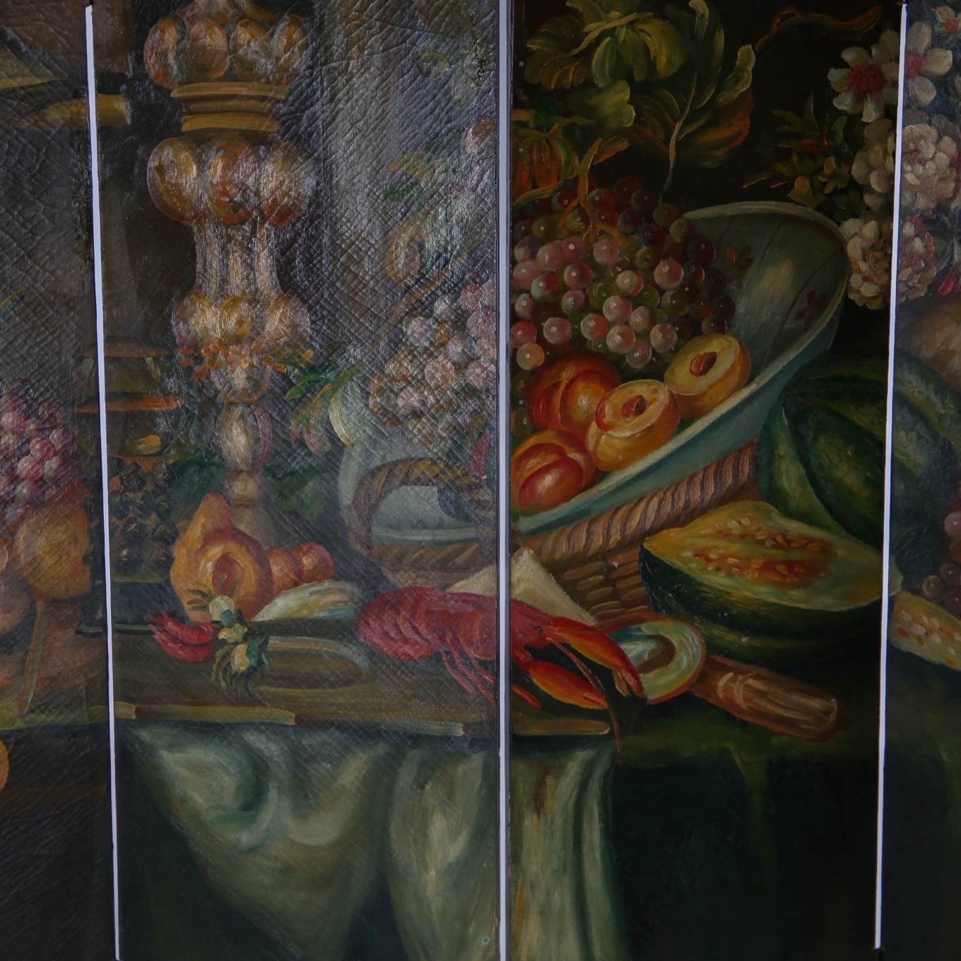 Bemalter Paravent (Leinwand) im Angebot