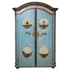 Bemalter volkstümlicher Kleiderschrank, Süddeutschland, um 1800 Bemalter volkstümlicher Kleiderschrank, Süddeutschland, um 1800