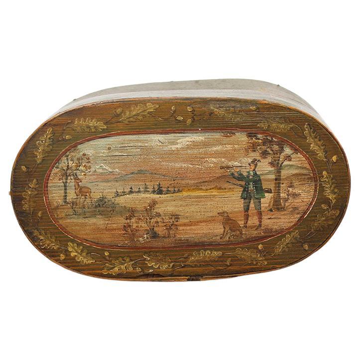 Boîte en bois courbé peint d
art populaire