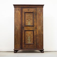 Antique Painted Folk Art Farmhouse Bridal Cabinet 1769