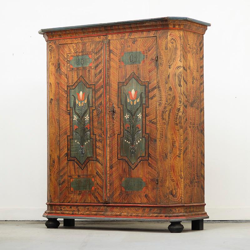 Armadietto da sposa dipinto in stile folkloristico 1809 in vendita 6