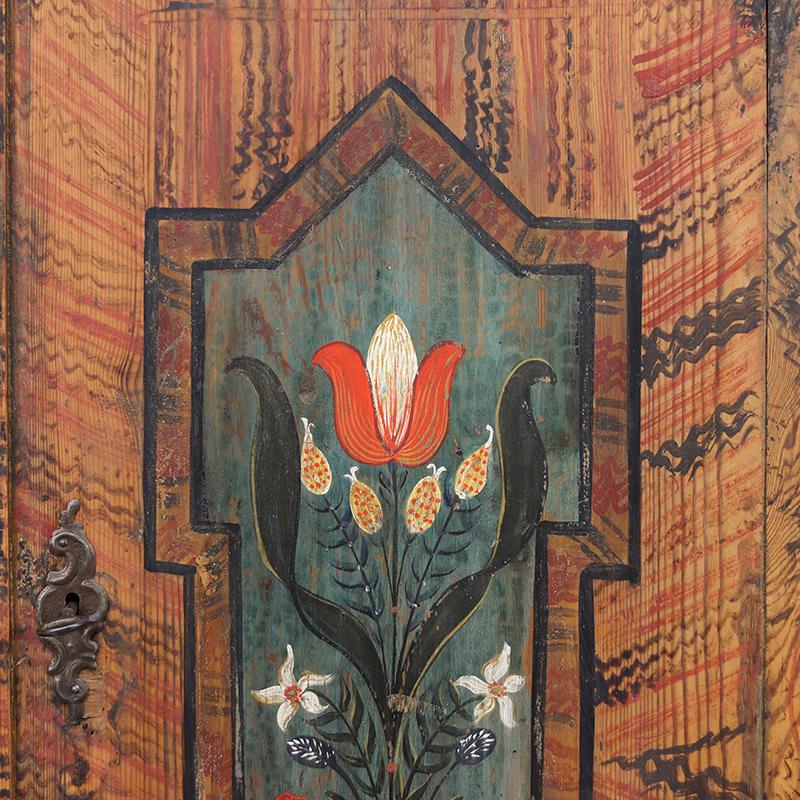 Armadietto da sposa dipinto in stile folkloristico 1809 in vendita 7