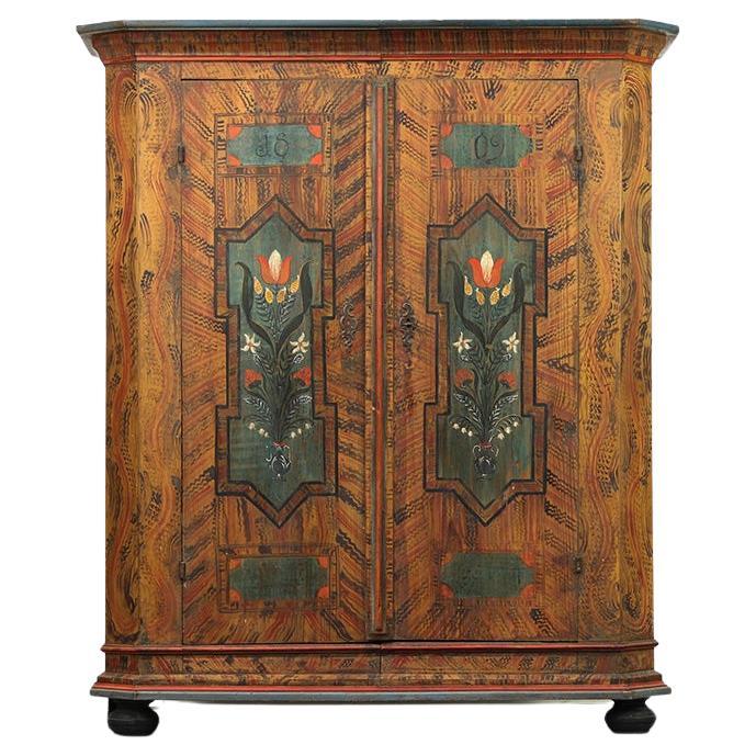 Armadietto da sposa dipinto in stile folkloristico 1809 in vendita