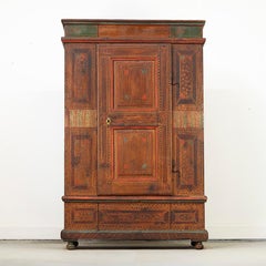 Antique Painted Folk Art Farmhouse Bridal Cabinet 1816