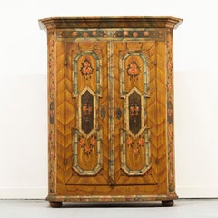 Antique Painted Folk Art Farmhouse Bridal Cabinet 1817