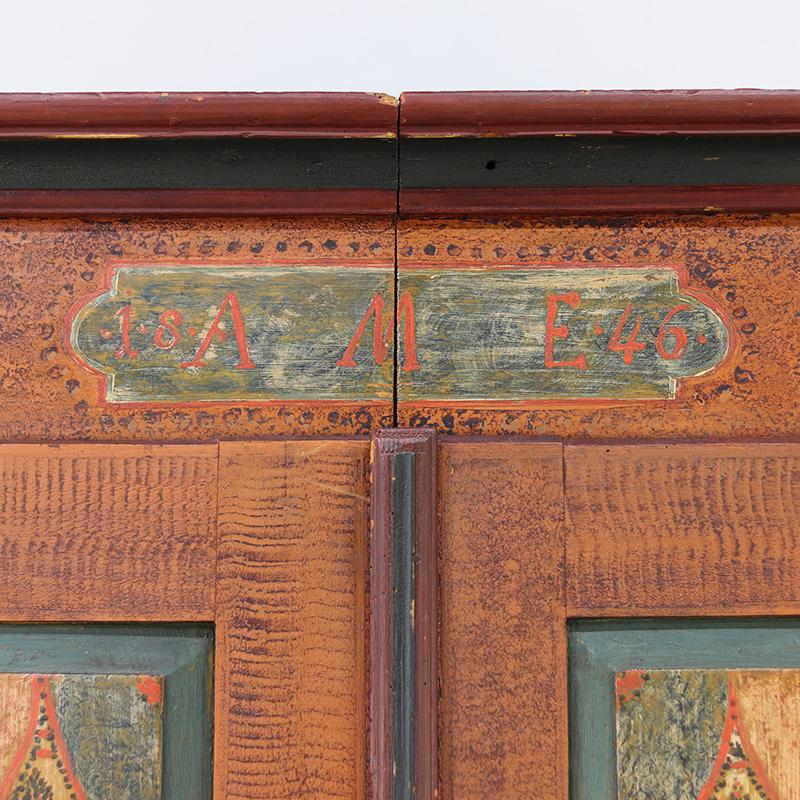 Arte popolare Armadietto da sposa dipinto in stile folkloristico 1846