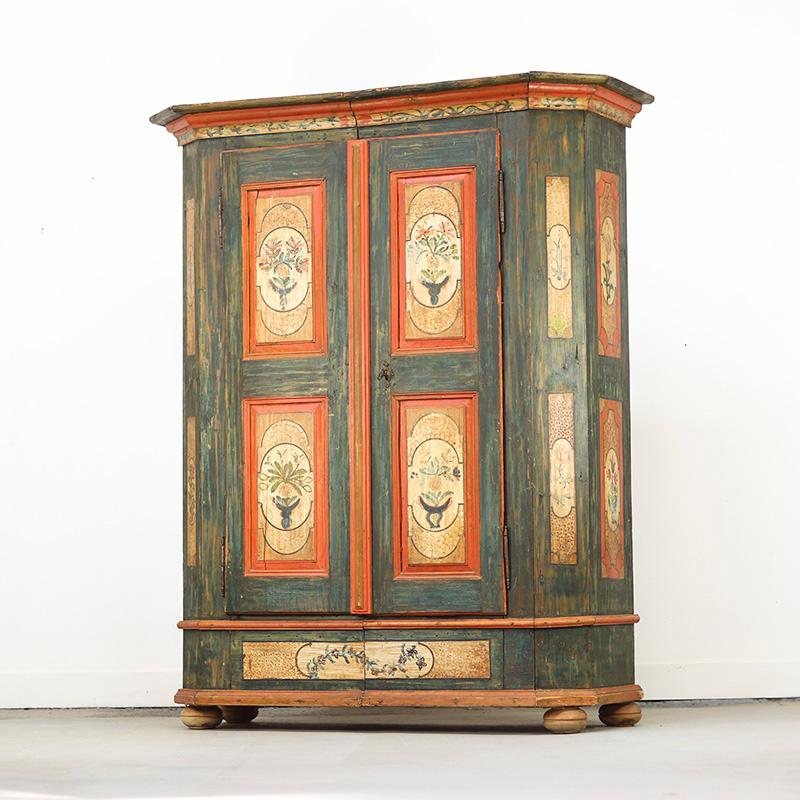 Pino Armadio da sposa dipinto in stile Folk Art in vendita