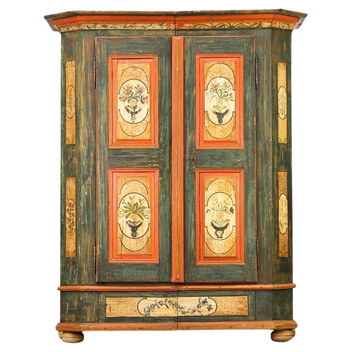 Painted Folk Art Bridal Cabinet