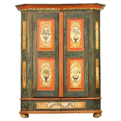 Painted Folk Art Bridal Cabinet