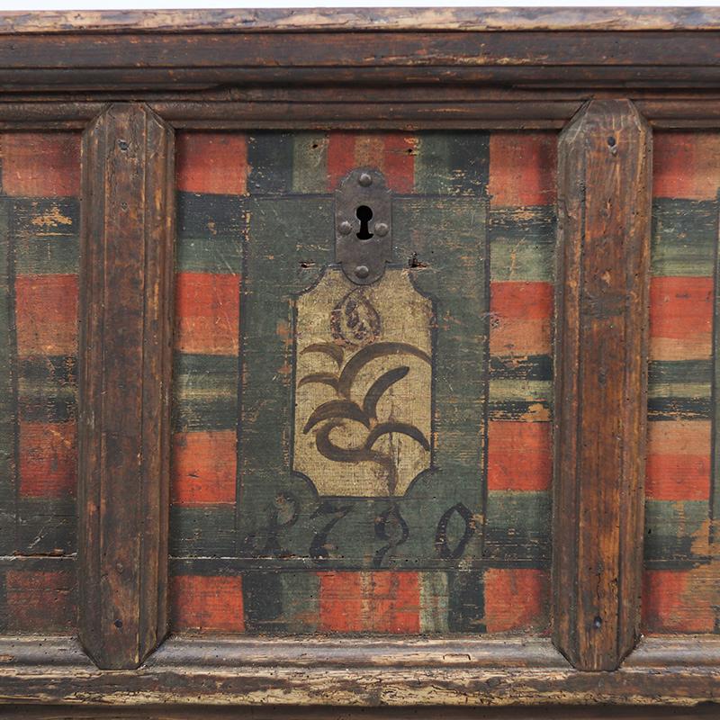 Arte popolare Cassapanca da sposa dipinta in arte popolare 1790 in vendita
