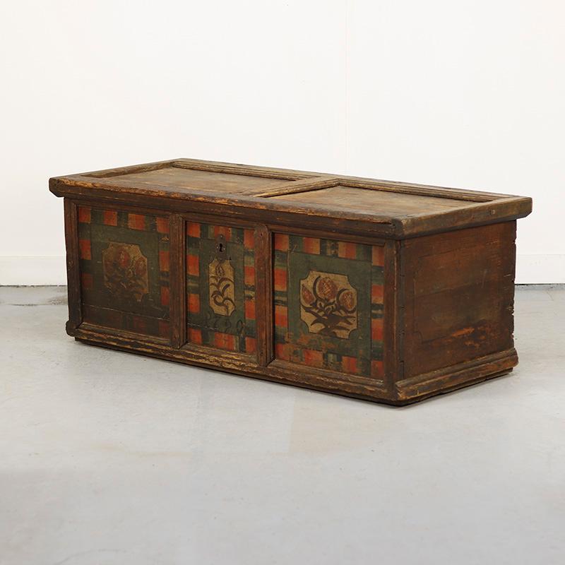 Tedesco Cassapanca da sposa dipinta in arte popolare 1790 in vendita