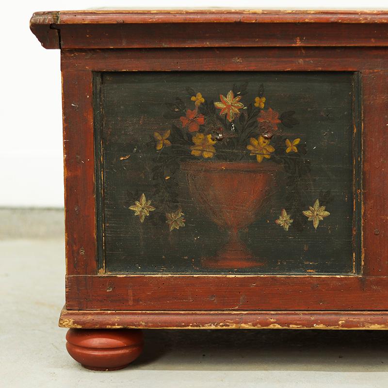 Mid-19th Century Antique Painted Folk Art Farmhouse Bridal Chest 1840 For Sale