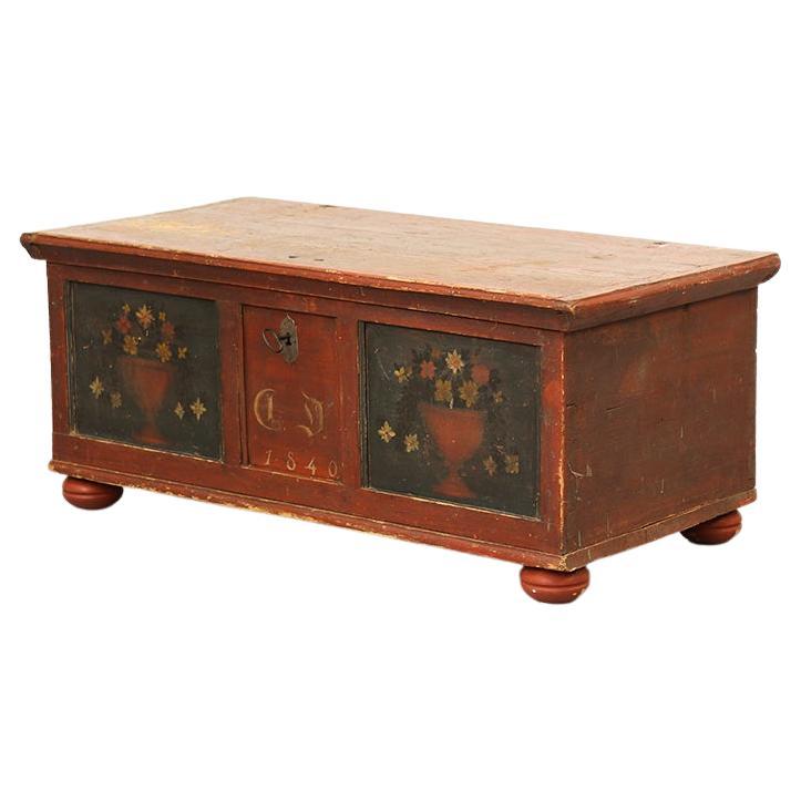 Coffre de mariage peint d
art populaire 1840