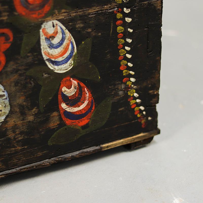 Antique Painted Folk Art Farmhouse Bridal Chest 1911 For Sale 3