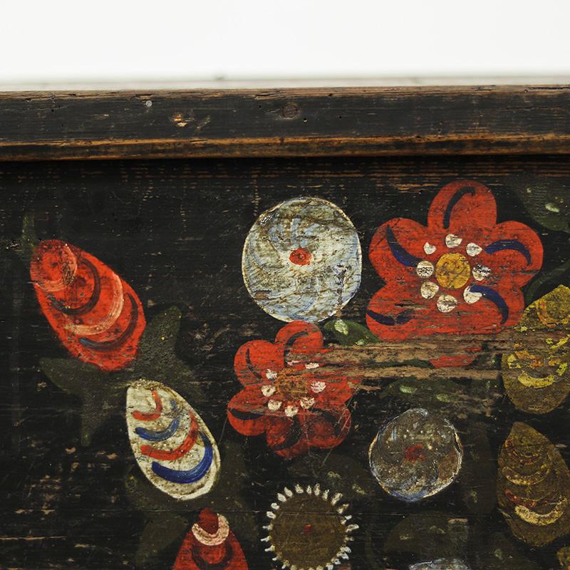 Pine Antique Painted Folk Art Farmhouse Bridal Chest 1911 For Sale