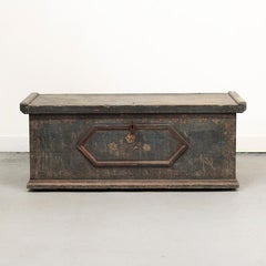 Antique Painted Folk Art Farmhouse Bridal Chest