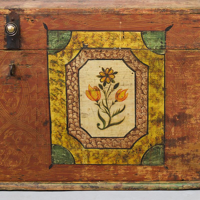 Artisanat Coffre de mariage peint d'art populaire en vente