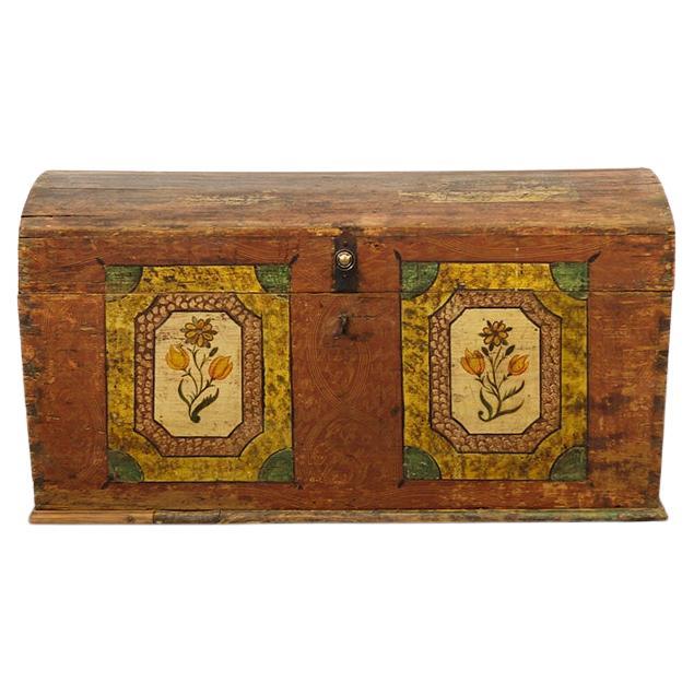 Coffre de mariage peint d
art populaire