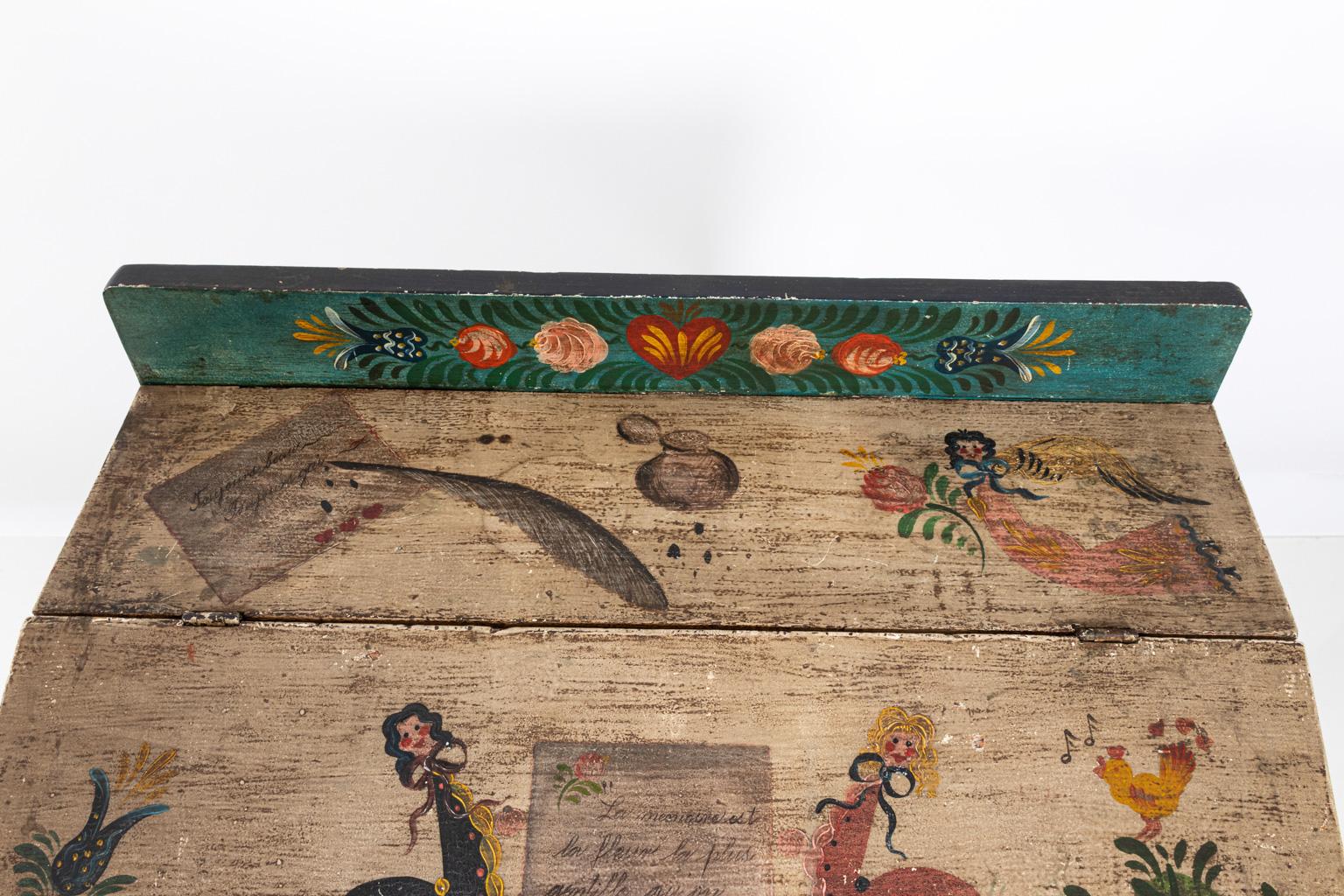 Painted Folk Art Writing Table In Good Condition In Stamford, CT