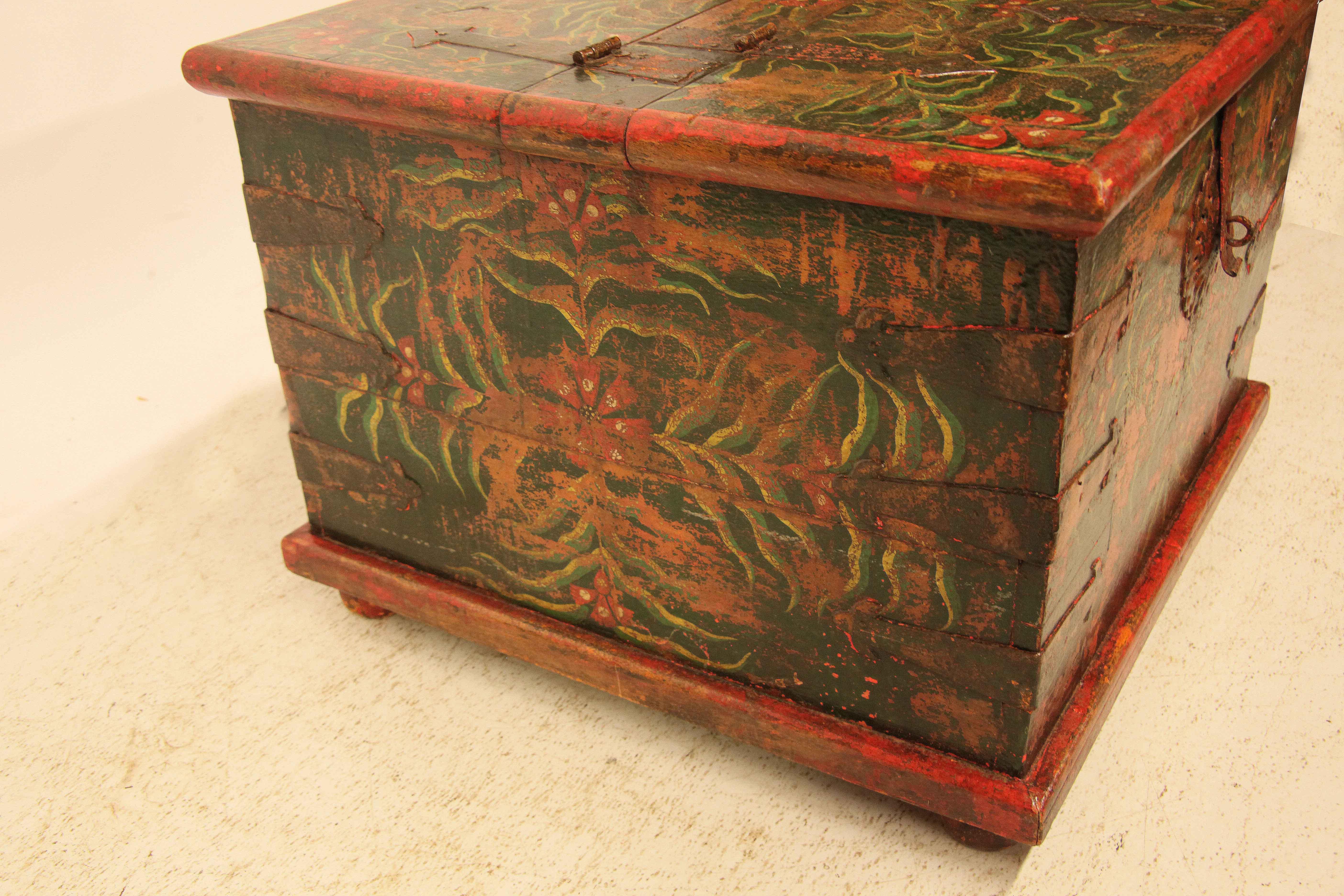East Asian Painted Four Sided Box For Sale