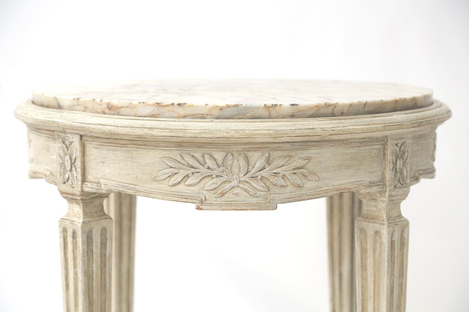 Painted French 19th Century Occasional Table with Round Marble Top For Sale 1