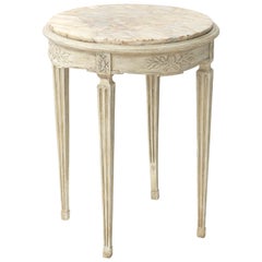Painted French 19th Century Occasional Table with Round Marble Top
