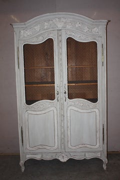 Painted French Armoire with Screen