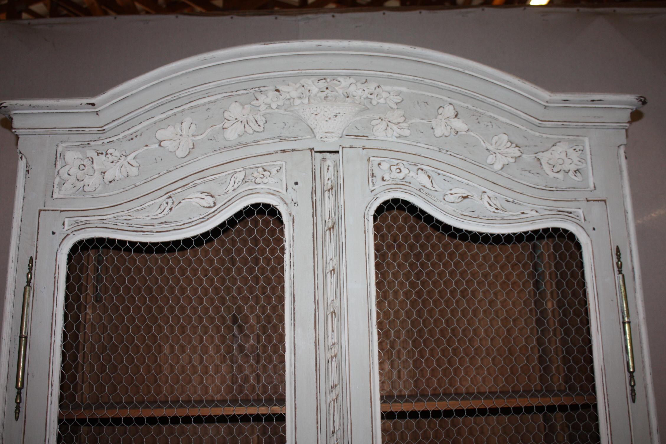 20th Century Painted French Armoire with Screen For Sale