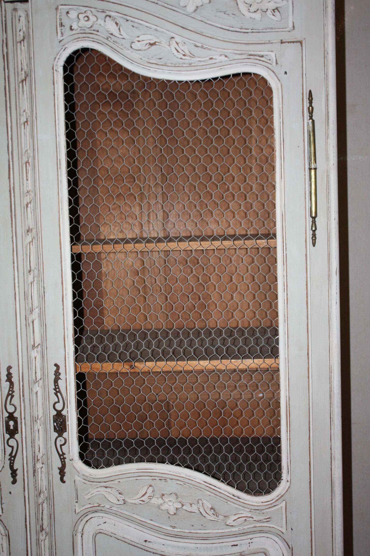 Painted French Armoire with Screen For Sale 2