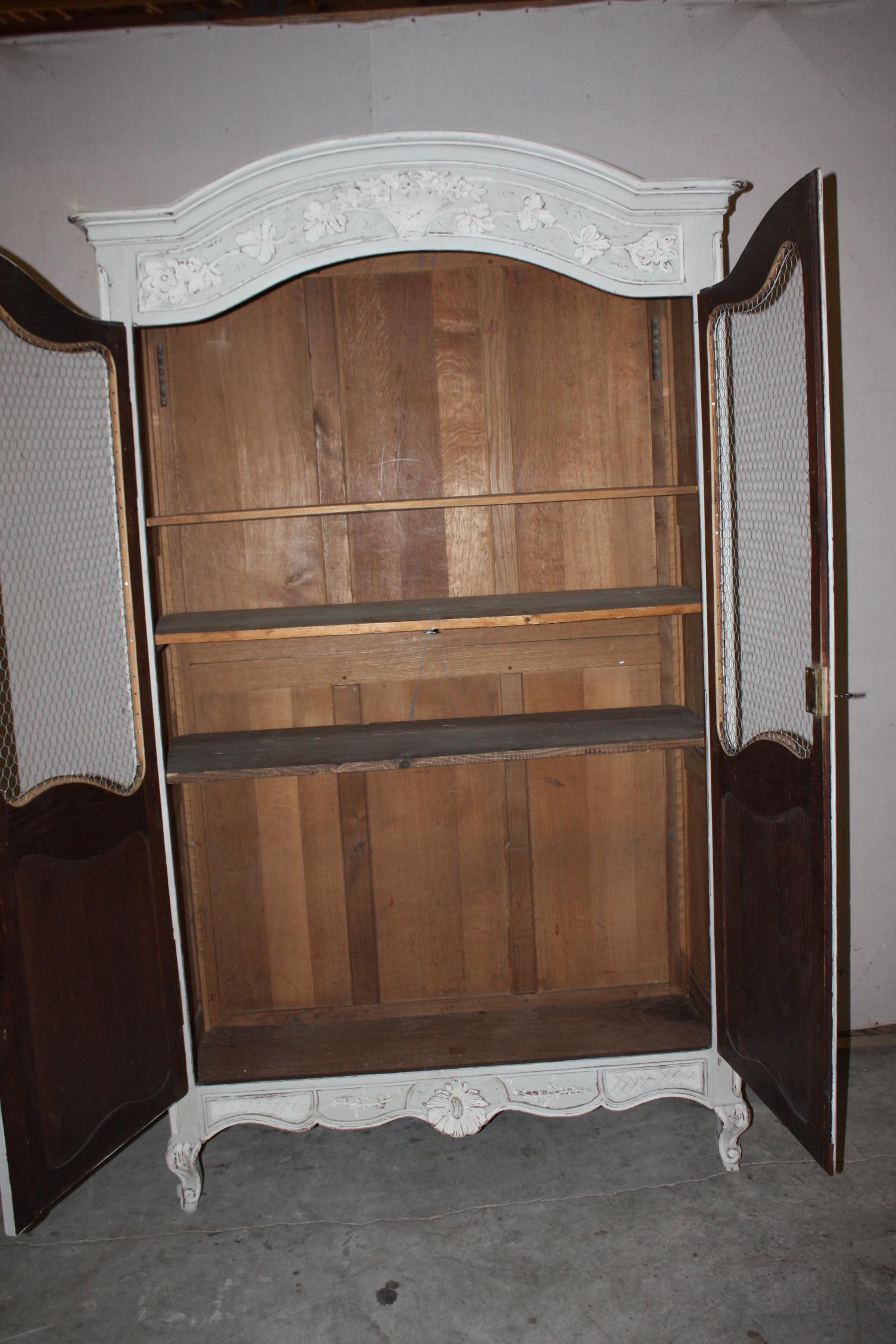 Painted French Armoire with Screen For Sale 3