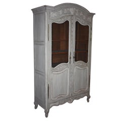 Antique Painted French Armoire with Screen