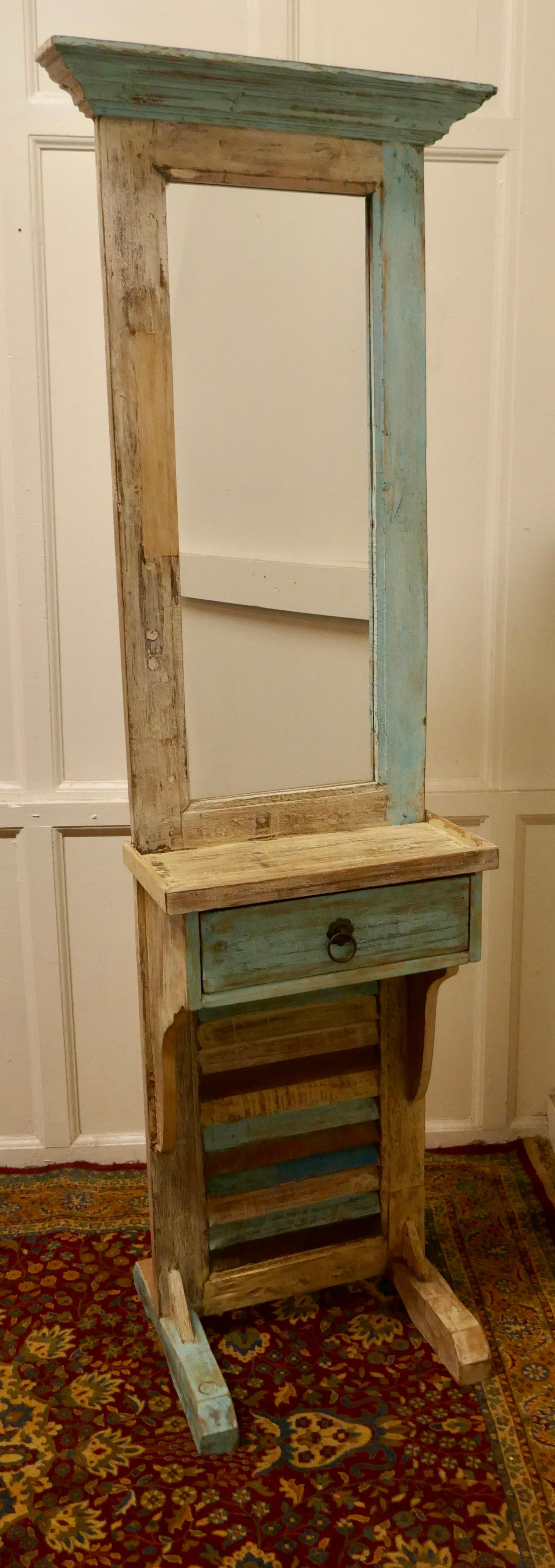 Painted French Bathroom or Cloakroom Mirror Stand For Sale 1
