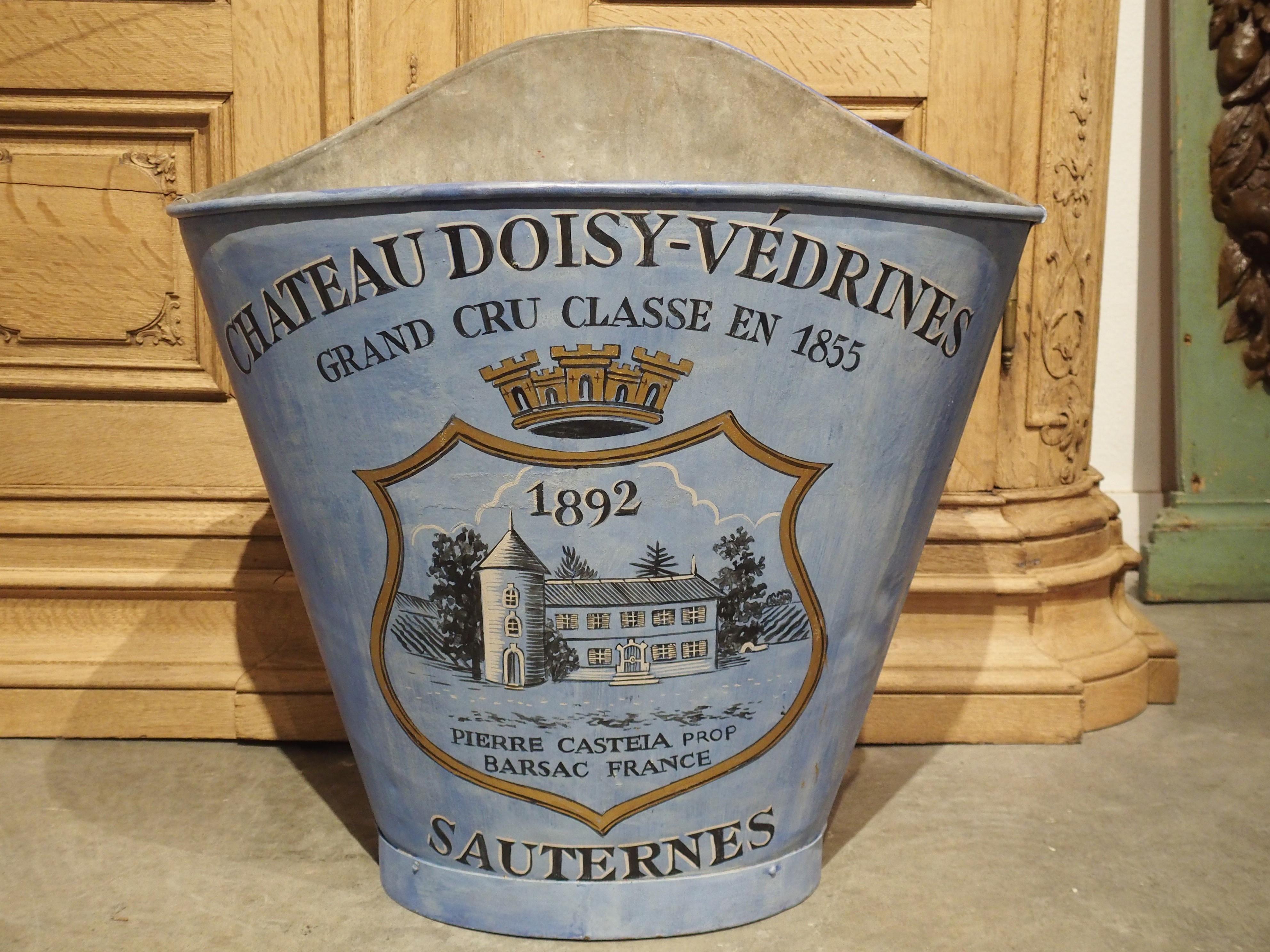 Painted French Blue Grape Hotte, “Chateau Doisy-Vedrines Sauternes” 4