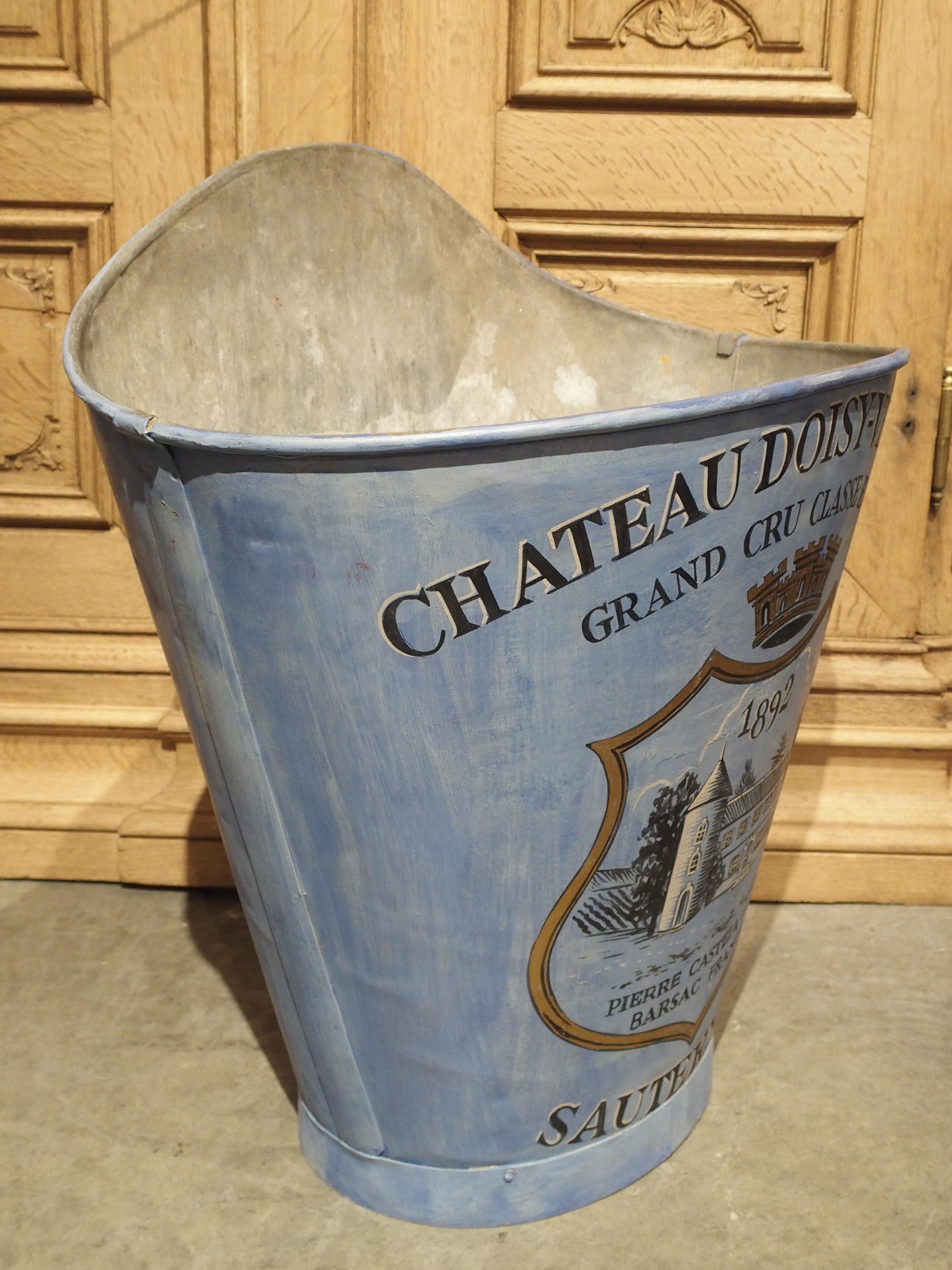 Painted French Blue Grape Hotte, “Chateau Doisy-Vedrines Sauternes” 1