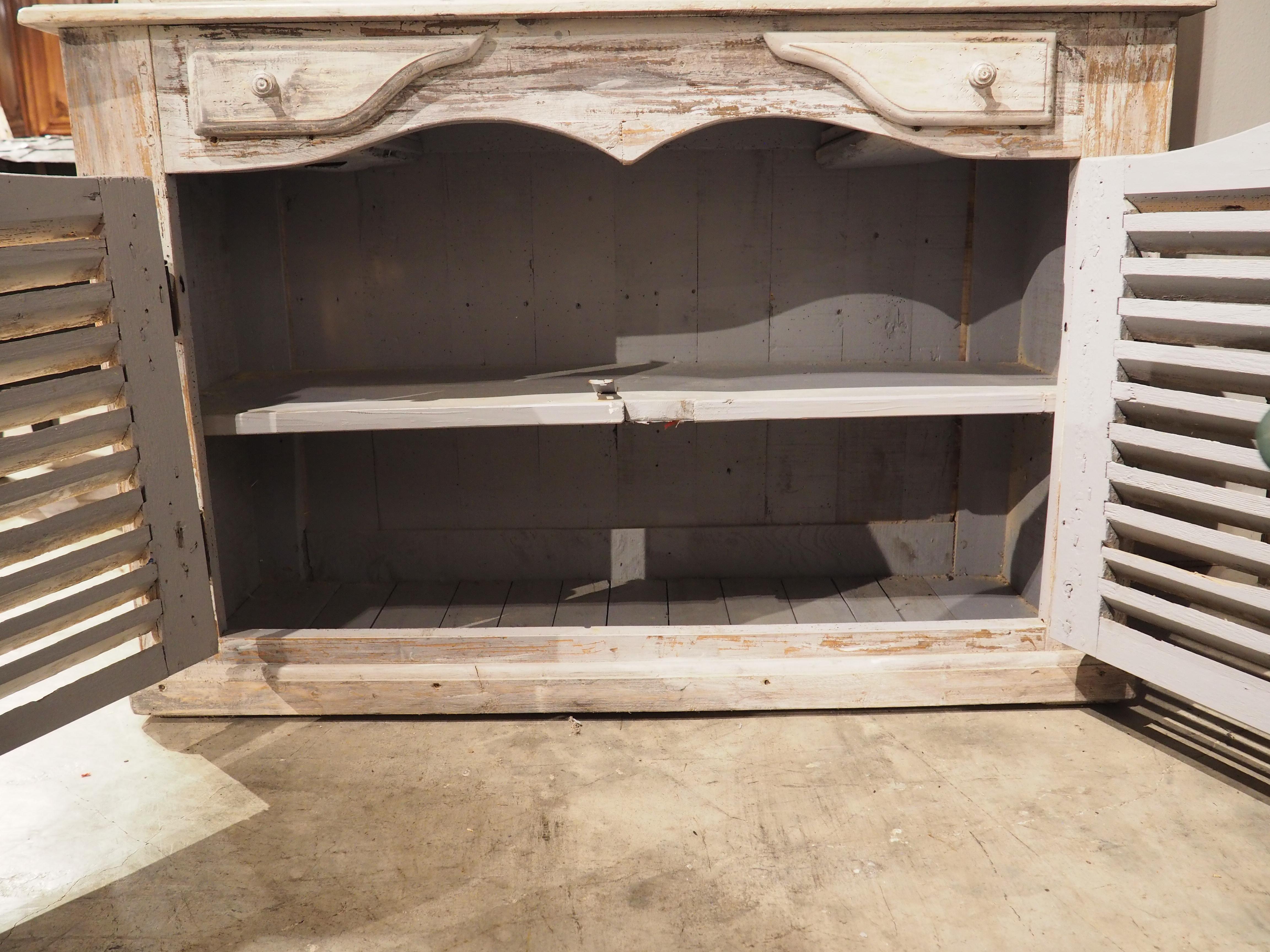 Metal Painted French Buffet Deux Corps with Antique Shutter Doors For Sale